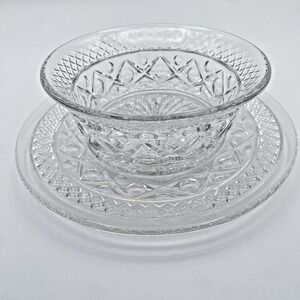 Imperial Glass Cape‎ Cod Mayonnaise or Fruit Bowl & Underplate Mayo Serveware